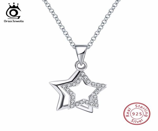 

orsa jewels 100 real 925 sterling silver pendants necklaces shiny cubic zircon star shape women fine jewelry sn829580783