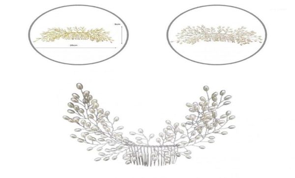 

hair accessories wedding clip decorative accessory elegant imitation pearl head bridal comb for party1425009, Slivery;white