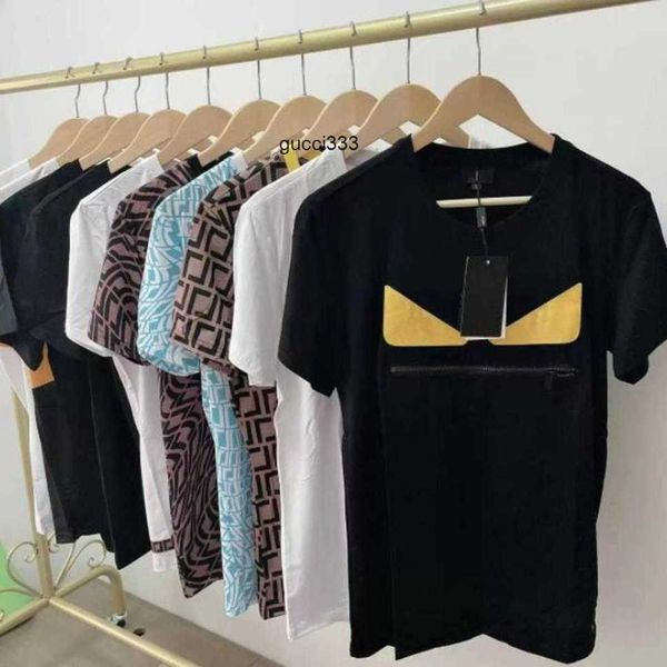 

rainbow fendyly ff fashion shirts designer mens summer casual tshirts womens with letter printing short sleeves trend simple versatile coupl, White;black