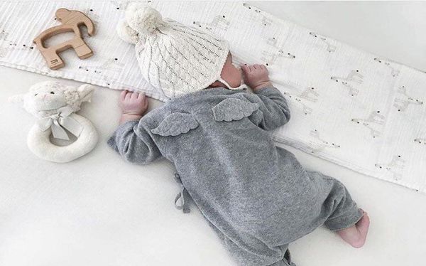 

024m long sleeve newborn infant baby boys girls romper jumpsuit outfits cute back angle wings baby clothes3307489, Blue