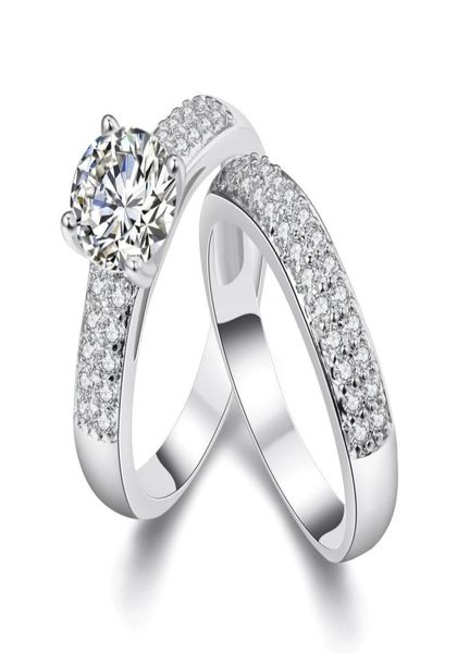 

round brilliant cubic zirconia 18kgp goldwhite gold plated wedding engagement ring band set sizes 5 to 93442034, Golden;silver