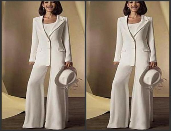 

2019 new satin long sleeves mother of the bride pant suits with jacket mother dresses custom made white formal outfits 1318855770, Black;red
