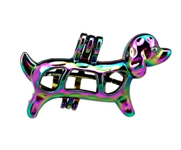 

10pcslot rainbow color dog puppy beads cage locket pendant diffuser aromatherapy perfume essential oils diffuser floating pom3699761, Silver
