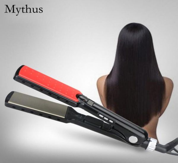 

7 shape design steam hair straightenertitanium plate mch fast heating hair straightener ironled digital display straightening ha9366105, Black