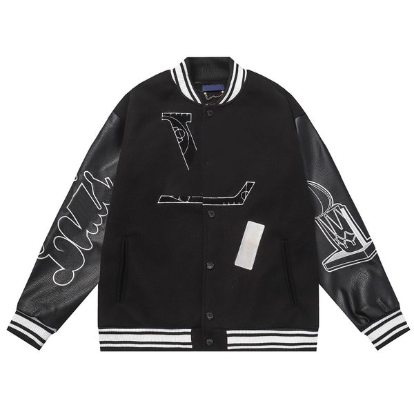 

baseball jacket leather sleeve women's coat men's varsity bomber street jackets, Black;brown
