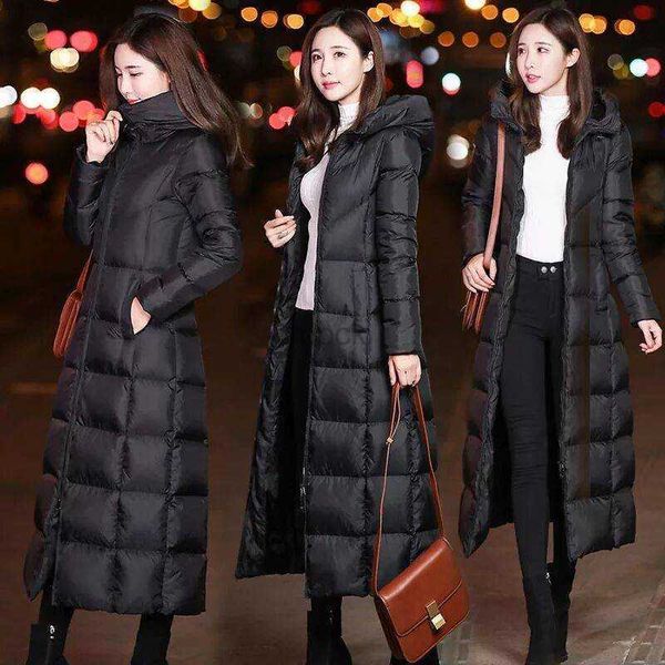 

women's down parkas down coat women long coats thicken parkas winter down jacket women puffer jacket for women korean long down jacket, Black