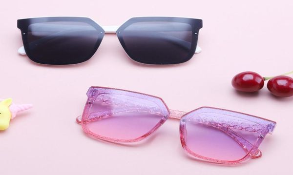 

fashion kids sunglasses 2021 boys girls sequins crystal square frame glasses children uv400 beach sunblock a64486065387, Blue