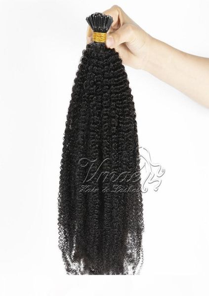 

brazilian burmese natural color afro kinky curly 4b 4c 3b 3c pre bonded keratin fusion i tip raw virgin remy human hair extensions7407448, Black