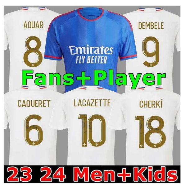 

23 24 maillot de foot soccer jerseys tete ol 4th blue aouar tagliafico football shirts 2023 2024 new white home jersey traore man kids kits, Black;yellow