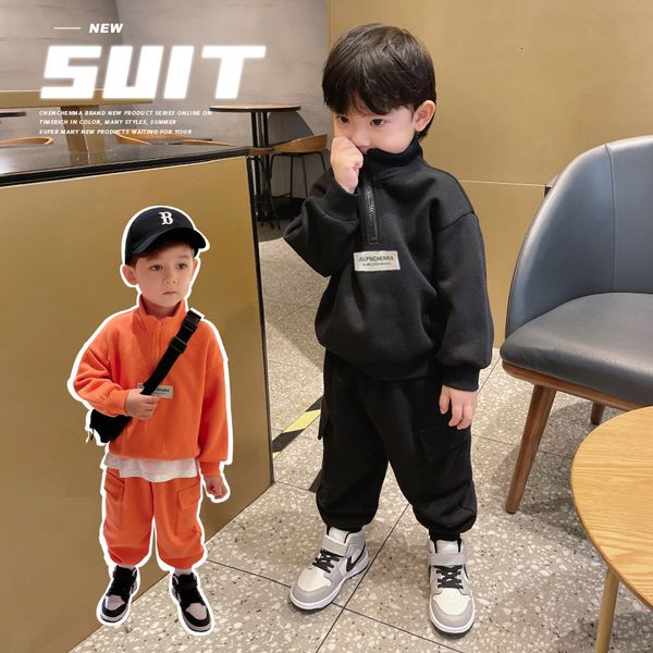 

clothing sets baby boys half zip sweatshirt sweatpant kids tracksuit children outfit jumper jogger track pant spring autumn 112 years 230718, White