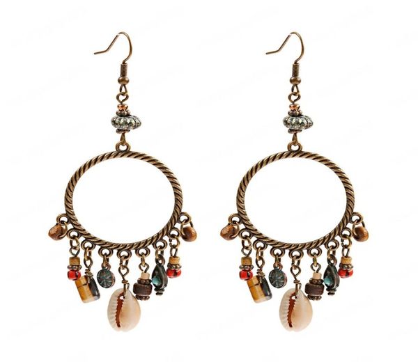 

ethnic boho round alloy summer earrings charm shell wood pendants tassel dangle earrings fashion jewelry brincos9461813, Silver
