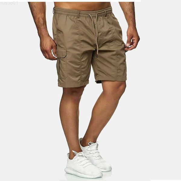 

men's shorts man loose outdoor sports casual knee shorts 2023 summer new men's multi pocket workwear elastic waist 5 points shorts, White;black