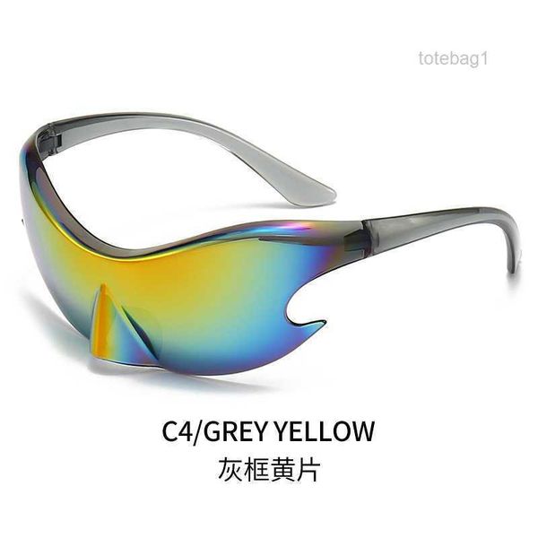 

y2k science fiction glasses personalized punk sunglasses women's technology sense one piece colorful film riding 2 g9me, White;black