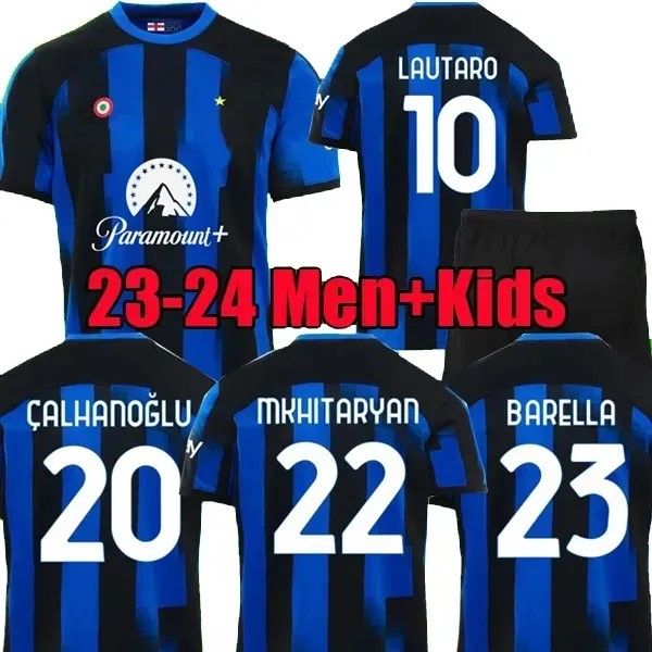 

LAUTARO 23 24 soccer jerseys BARELLA CORREA CALHANOGLU BROZOVIC GOSENS INTERS DE VRIJ MILANS top 2023 2024 home football shirt men kids kit set uniform, 23 24 home adult + patch