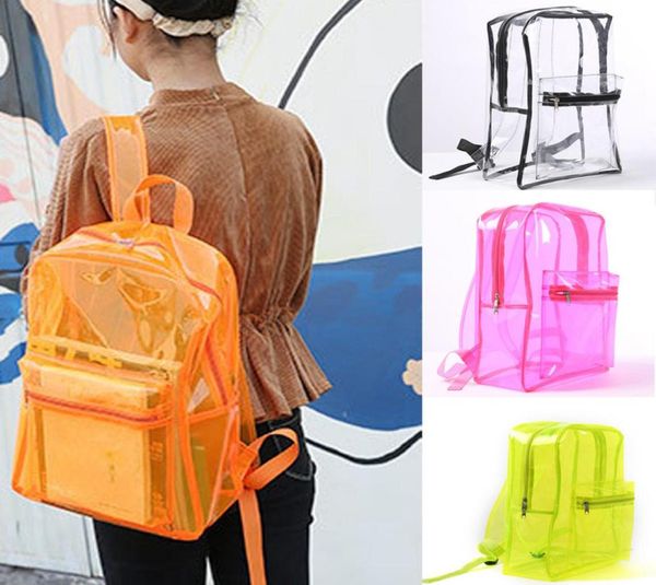 

transparent pvc backpack fashion female girl outdoor jelly clear beach waterproof storage bags student school bookbacks rra19162108570
