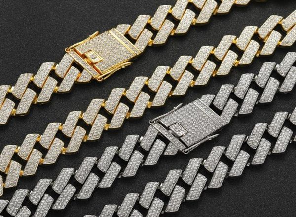 

mens hip hop cuban chain necklaces bracelet diamond miami prong gold link chain choker necklace bracelets iced cubic zirconia jewe6543411, Silver
