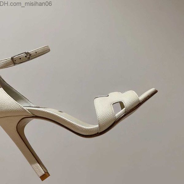 

sandals classic ladies sandals summer high heeled shoes women back strap leather stiletto sandanls .5cm luxury womens wedding heels z23080, Black