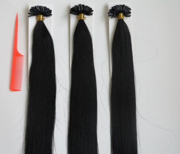 

20inch u nail tip hair extensions brazilian keratin fusion hair 50 strands2906895, Black