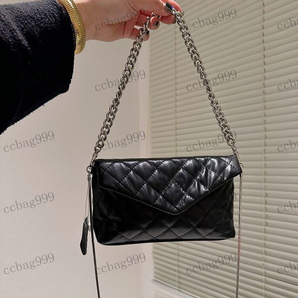 

designer womens shoulder bag envelope bag leather diamond hardware metal buckle silver chain hand underarm bags crossbody bags brand card ho