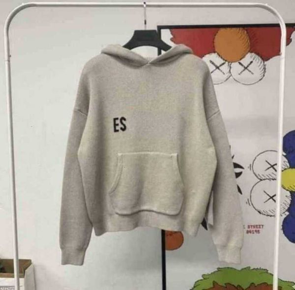 

men's hoodies sweatshirts hoodie essentialhoodie men essentiel knitted sweater essent hoody letter es sweatshirt loose fog essentail me, Black