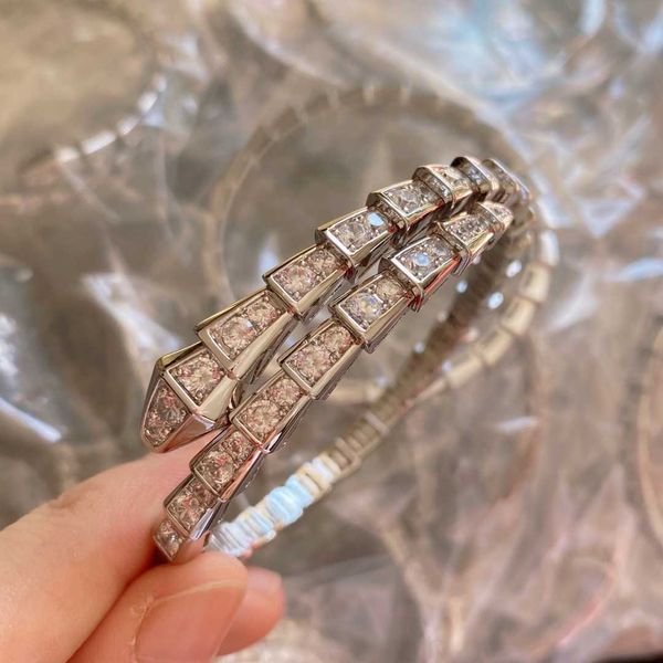 

spring inlaid zircon slim fit snake bracelet with personalized fashion, Golden;silver