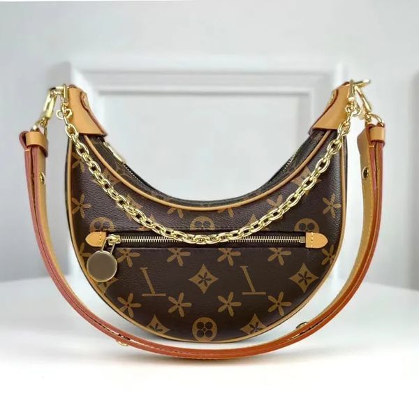 

m81098 designer loop tote shoulder half moon bag luxury purse and handbag gold chain clutch travel croissant bags women's men fashion s