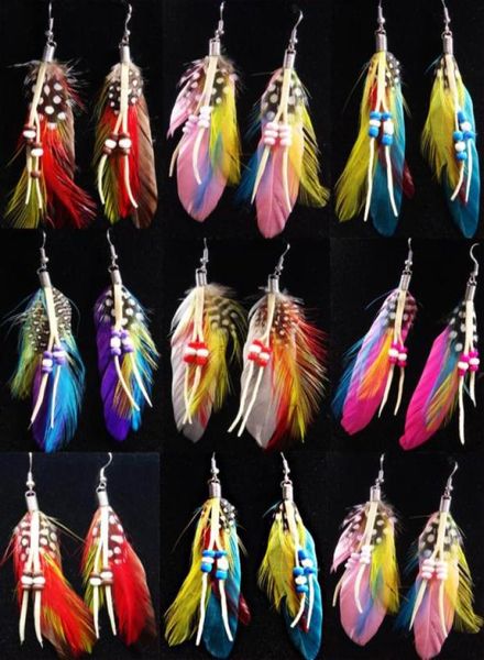 

party show jewelry 12pairs fashion mix color natural feather womens drop earrings whole jewelry lots a24446557298528754, Silver
