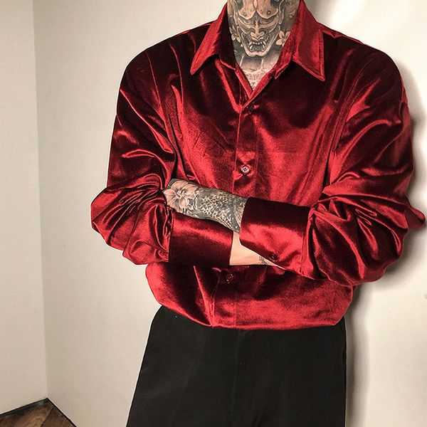 

men's casual shirts long sleeved velvet soft and comfortable korean version trend all match autumn 230719, White;black