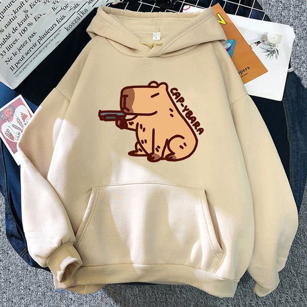 

men's hoodies sweatshirts funny capybara printed autumn kawaii cute graphic hoody clothes winter long sleeves oversized hooded 230720, Black