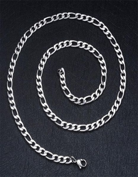 

factory whole 4mm stainless steel figaro chain necklace length fashion cool party jewelry 53 u21474634, Silver