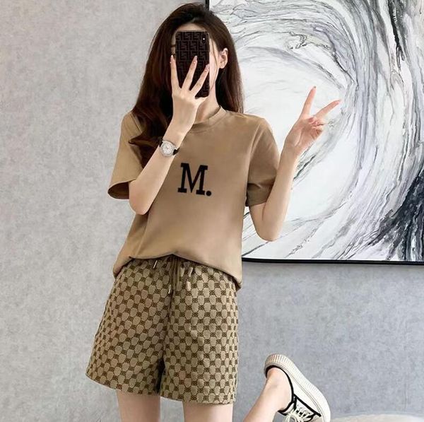 

women sets luxury brand tracksuits designer t-shirt letter print contrast loose shorts fashion womens clothing, Gray