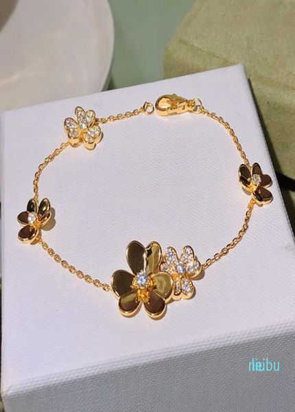 

925 sterling silver brand jewelry for women silver chain clover bracelet praty wedding jewelry gold color flower clover bracelet1521742, Black