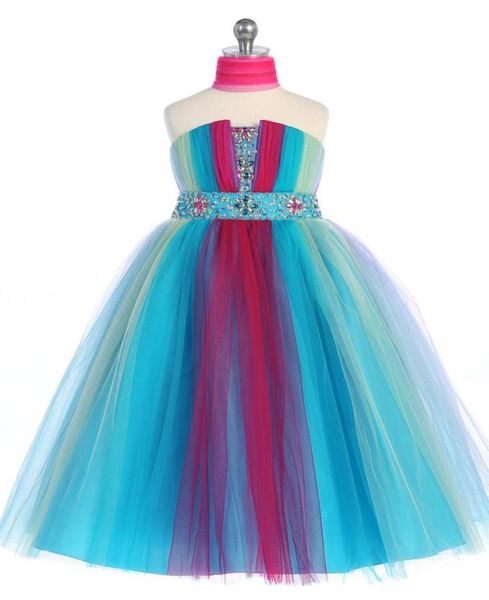 

lovely rainbow strapless tulle beads flower girls039 dresses girl039s holiday dresses girl039s pageant dresses custom sz 7993523, White;red