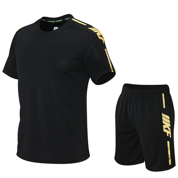 

men's tracksuits fitness suit men's ice silk quick drying sportswear set summer short sleeved t-shirt gym running basketball train, Gray