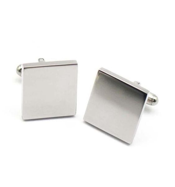 

fashion metal classic cufflinks 316l stainless steel plain silver square casual cuff links blank for women men 20177558809