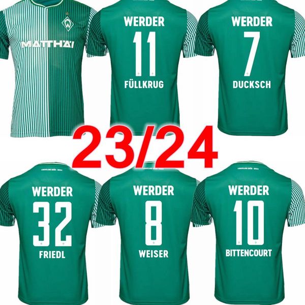 

23 24 sv werder bremen soccer jerseys kids kit home training 2023 2024 football shirt fan player version maillot foot ducksch weiser bittenc, Black;yellow