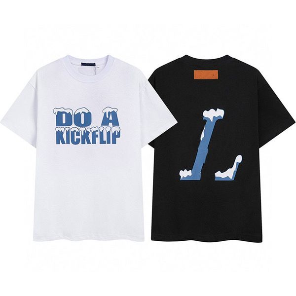 

2023 new snow mountain doa kickflip letter front and back logo short sleeve t-shirt mens and womens luxury brand designer short sleeve tee, White;black