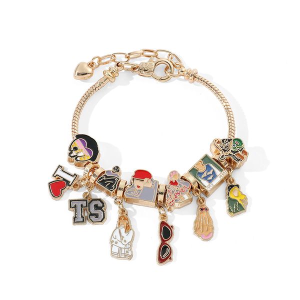 

european and american fashion accessories diy pan family letter beaded bracelet, Black