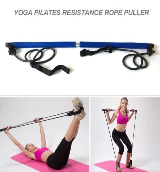 

pilates bar kit body abdominal resistance rope puller multi functional yoga rally rod pilates stick fitness bar body workout6441337