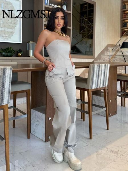 

women s jumpsuits rompers nlzgmsj traf female jumpsuit with pockets long woman 2023 spring summer sleeveless cargo for women outfit 230719, Black;white