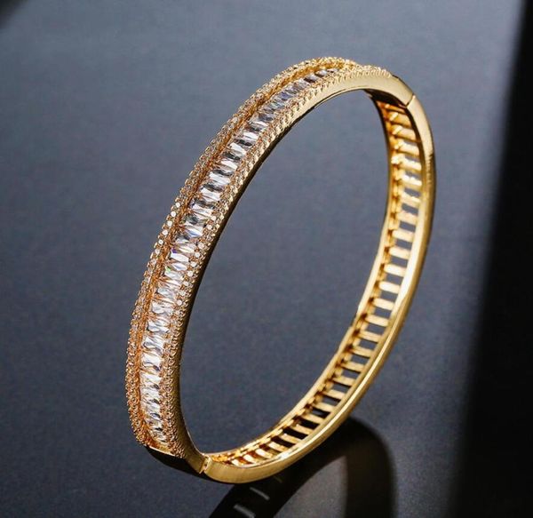 

simple fashion drop original desgin jewelry 18k whiterose gold filled princess cut white z cz diamond bracelet for w9930698, Golden;silver