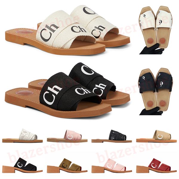 

platform sandals woody designer chloee slides womens sliders sandal flat mules black white lace pink summer shoes women luxury slide shoe