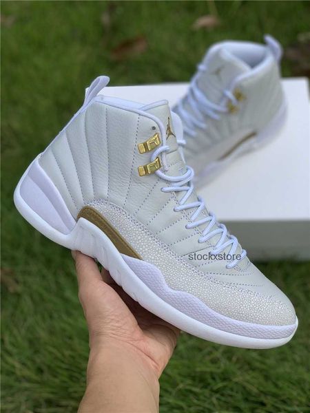 

ovo 12 white 12s white/metallic gold-white mens basketball shoes mans trainers retro sports sneakers with box, Black