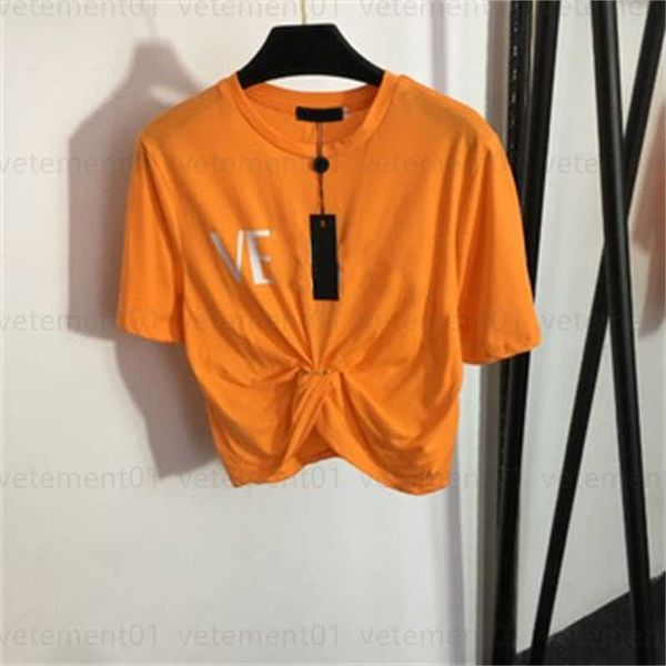 

tee shirt womens t shirt designer crop medusa pin tie waist cinching short sleeve t shirts lady summer tshirt clothes 10 kinds of choice, White