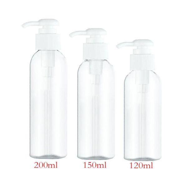 

50pcs 120ml 150ml 200ml clear round lotion pump shampoo bottle containers for cosmetic packagingamber pet bottle with liquid soap9390740