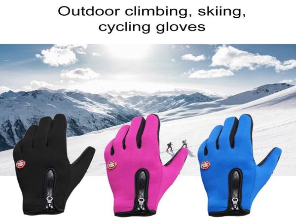 

touch screen windproof outdoor sport gloves men women winter fleece thermal warm running gloves antislip cyclin4771159, Black