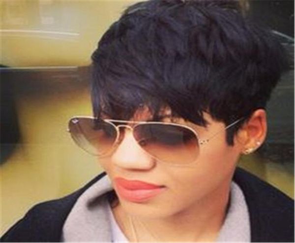 

human hair wigs machine made short pixie cut hairstyles rihann bob wigs full none lace wig6057777, Black;brown