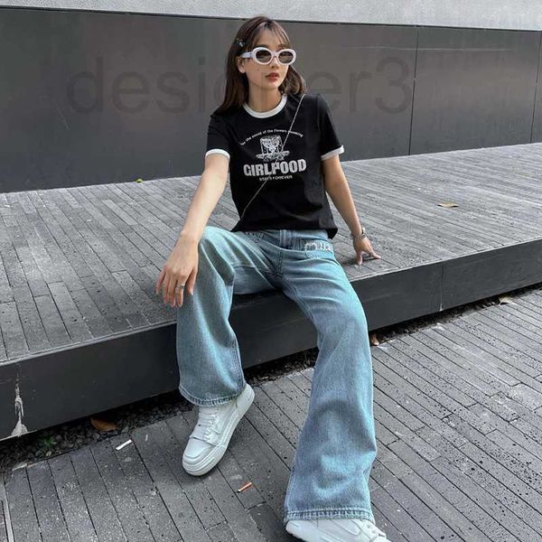 

women's jeans designer early spring premium fashion heavy industry flash diamond advanced high rise slim straight tube floor dragging f, Blue