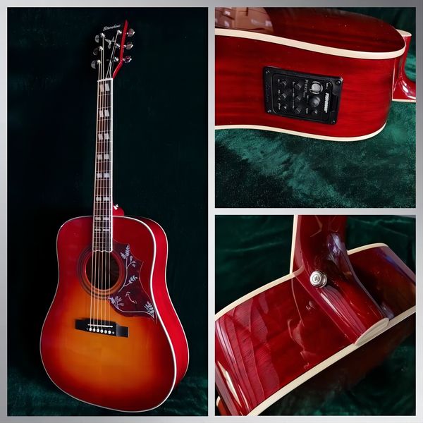 

acoustic electric guitar solid spruce sunburst color with eq