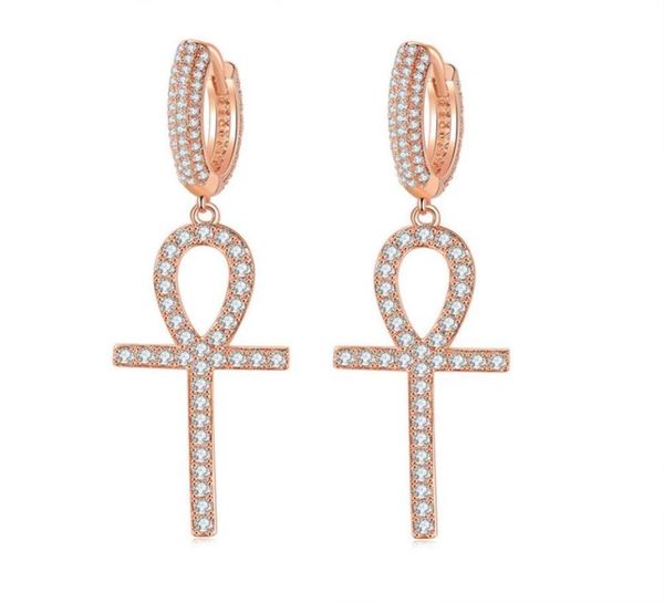 

men women earrings gold silver color bling cz cubic zircon cross earrings nice gift for friend2059047, Golden;silver